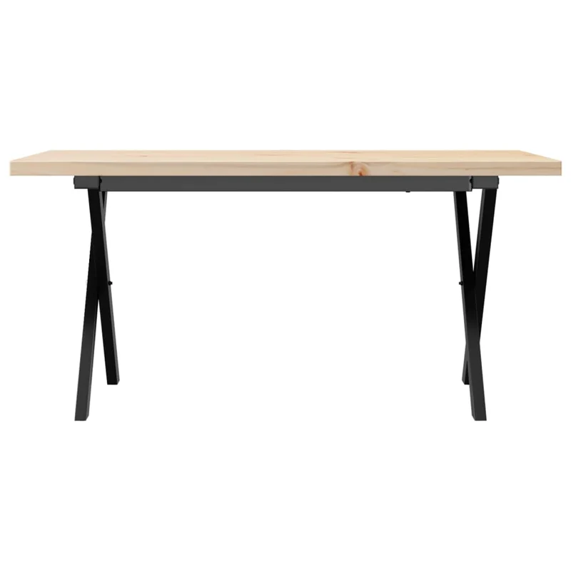 Table basse rectangulaire style industriel cadre en x 90 x 40 x 45,5cm bois de pin et acier forme de X DEC036274