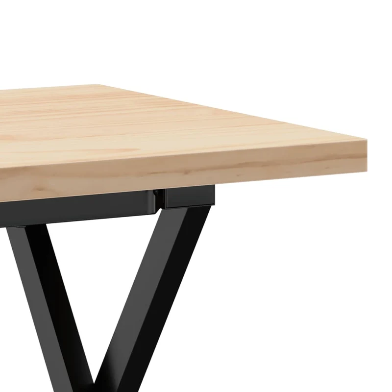 Table basse rectangulaire style industriel cadre en x 90 x 40 x 45,5cm bois de pin et acier forme de X DEC036274