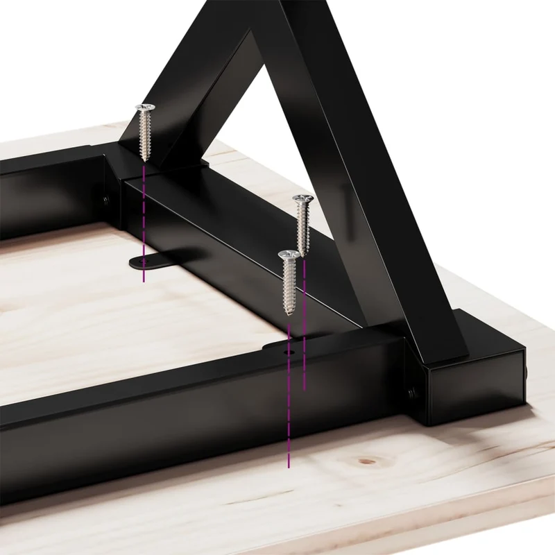 Table basse rectangulaire style industriel cadre en x 90 x 40 x 45,5cm bois de pin et acier forme de X DEC036274