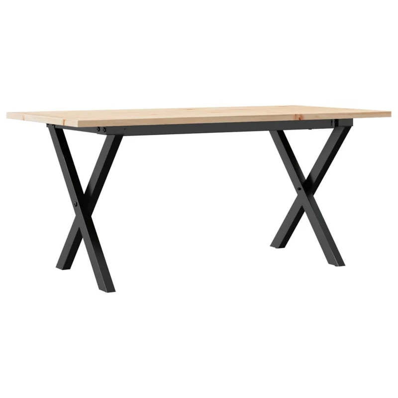 Table basse rectangulaire style industriel cadre en x 90 x 40 x 45 cm bois de pin et acier DEC036273