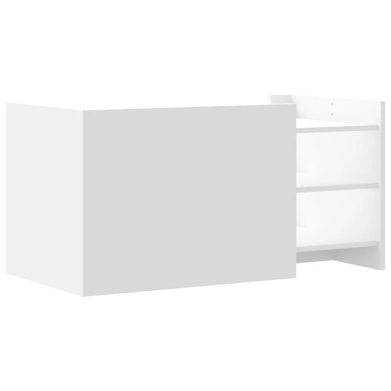 Table basse de salon avec étagères design moderne 100 x 50 x 50 cm bois d'ingénierie blanc DEC037798