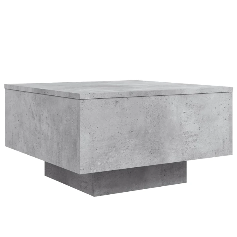 Table basse de salon design moderne avec lumières LED 55 x 55 x 31 cm bois d'ingénierie gris DEC037662