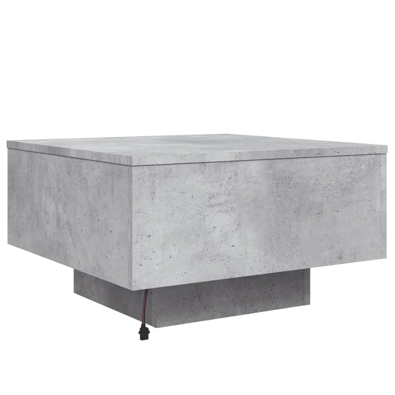 Table basse de salon design moderne avec lumières LED 55 x 55 x 31 cm bois d'ingénierie gris DEC037662