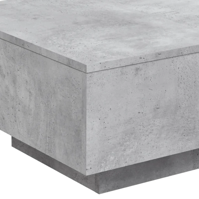 Table basse de salon design moderne avec lumières LED 55 x 55 x 31 cm bois d'ingénierie gris DEC037662