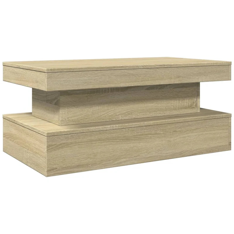 Table basse de salon design moderne avec lumières LED 90 x 50 x 40 cm bois d'ingénierie couleur chêne DEC037654