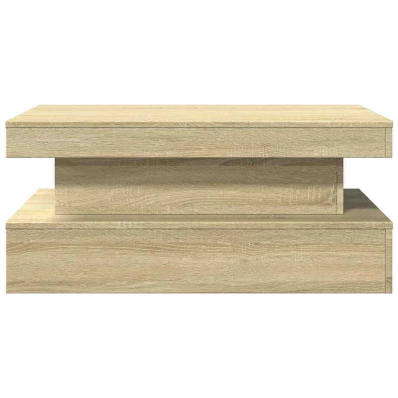 Table basse de salon design moderne avec lumières LED 90 x 50 x 40 cm bois d'ingénierie couleur chêne DEC037654