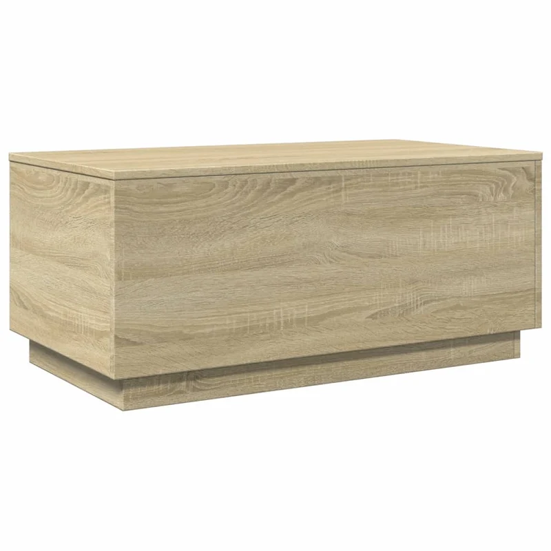 Table basse de salon design moderne avec lumières LED 90 x 50 x 40 cm bois d'ingénierie couleur chêne DEC037653