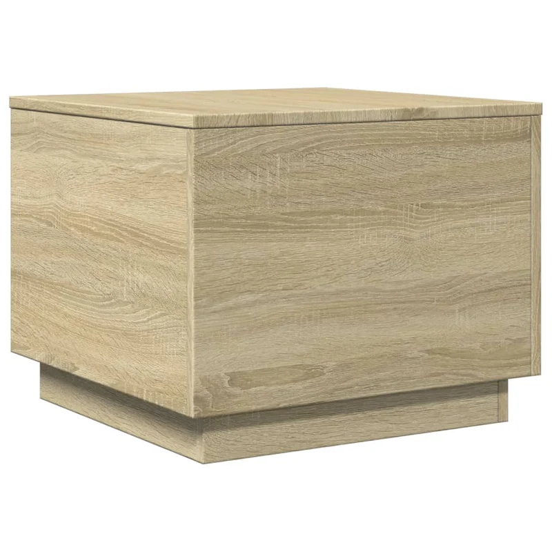 Table basse de salon design moderne avec lumières LED 50 x 50 x 40 cm bois d'ingénierie couleur chêne DEC037647