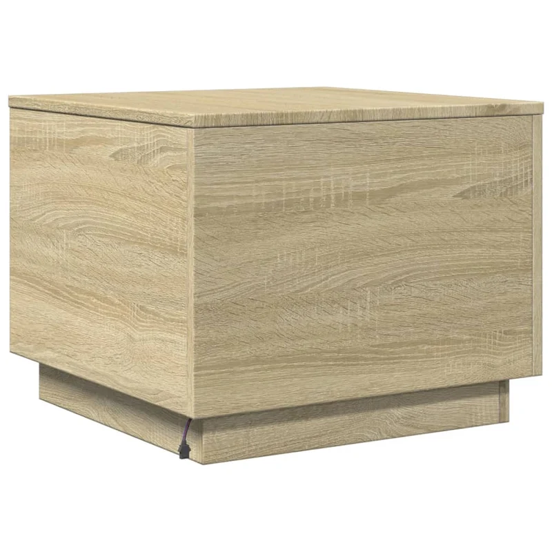 Table basse de salon design moderne avec lumières LED 50 x 50 x 40 cm bois d'ingénierie couleur chêne DEC037647