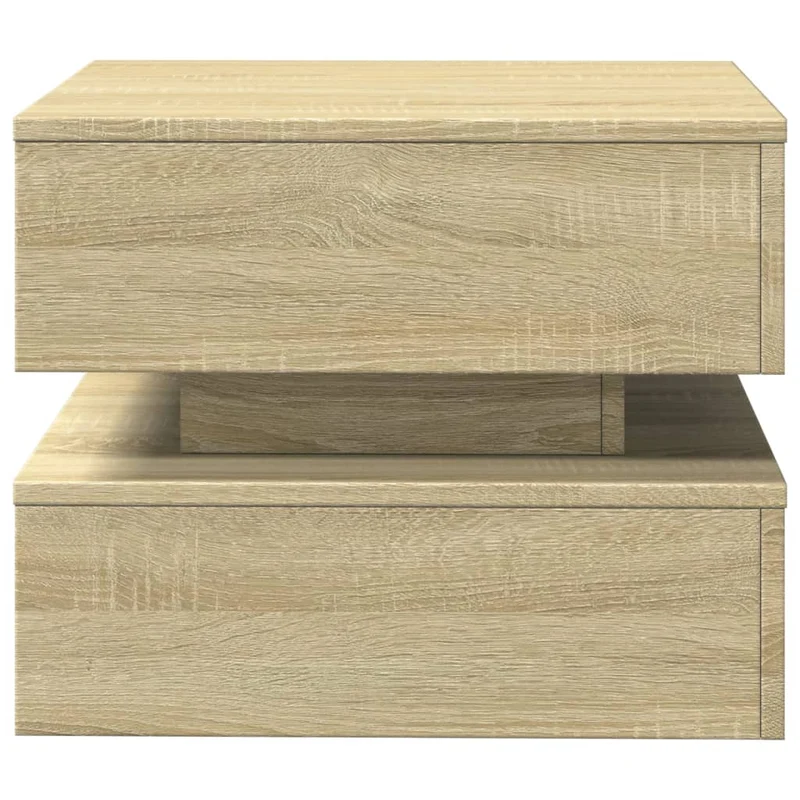 Table basse de salon design moderne avec lumières LED 50 x 50 x 40 cm bois d'ingénierie couleur chêne DEC037646