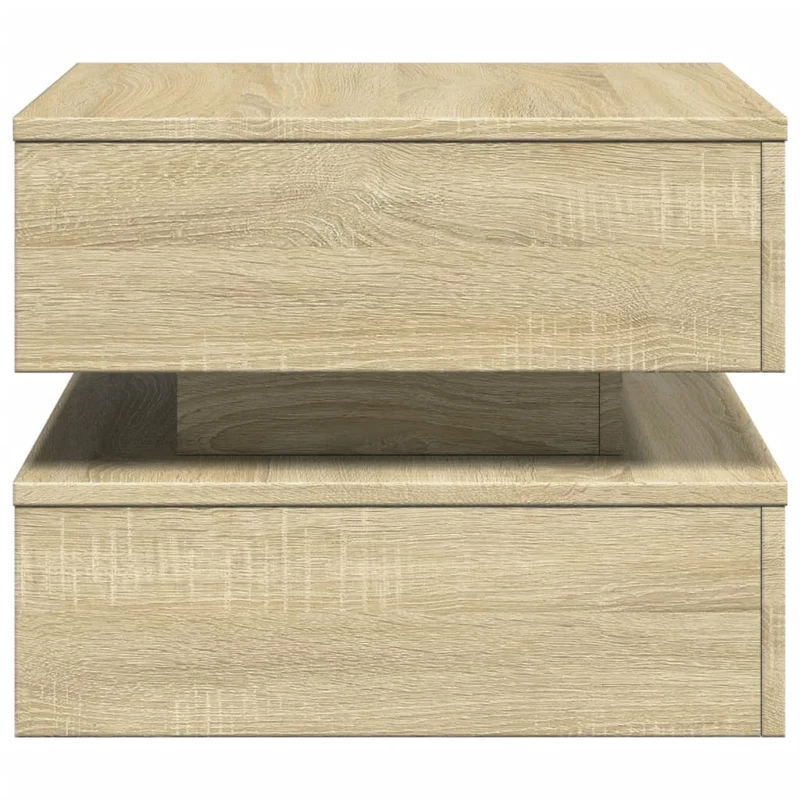 Table basse de salon design moderne avec lumières LED 50 x 50 x 40 cm bois d'ingénierie couleur chêne DEC037646