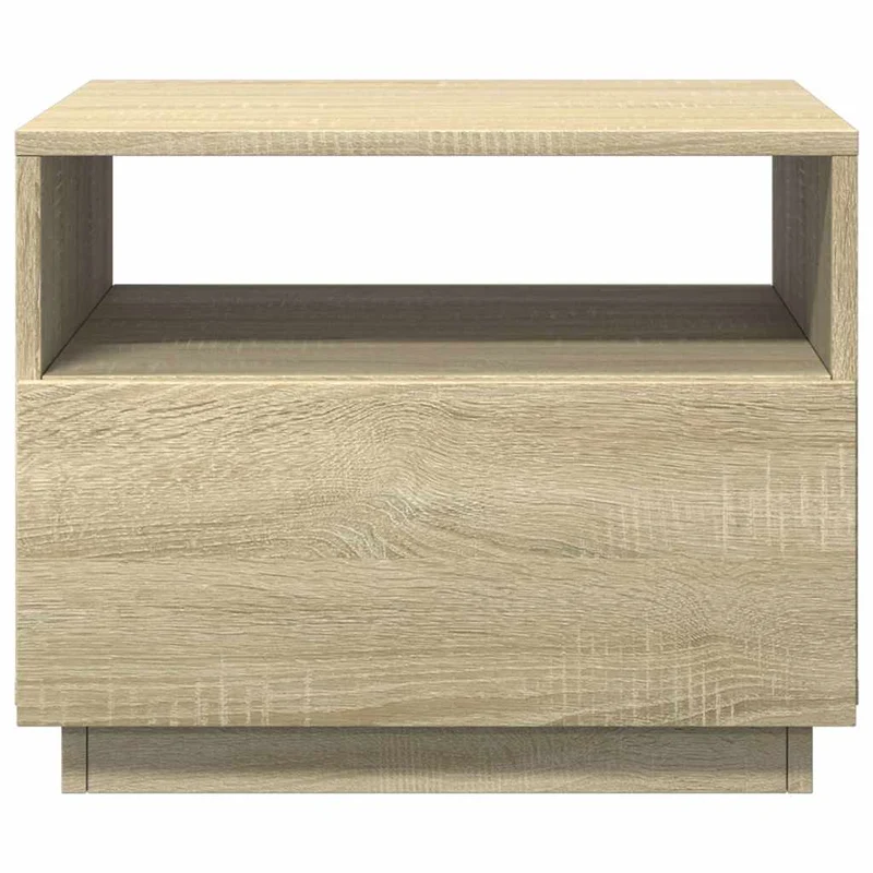 Table basse de salon avec tiroir design moderne avec lumières LED 50 x 49 x 40 cm bois d'ingénierie couleur chêne DEC037644
