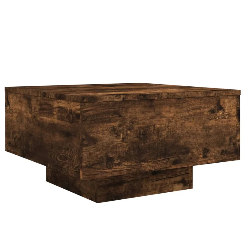 Table basse de salon design moderne avec lumières LED 55 x 55 x 31 cm bois d'ingénierie marron DEC037620