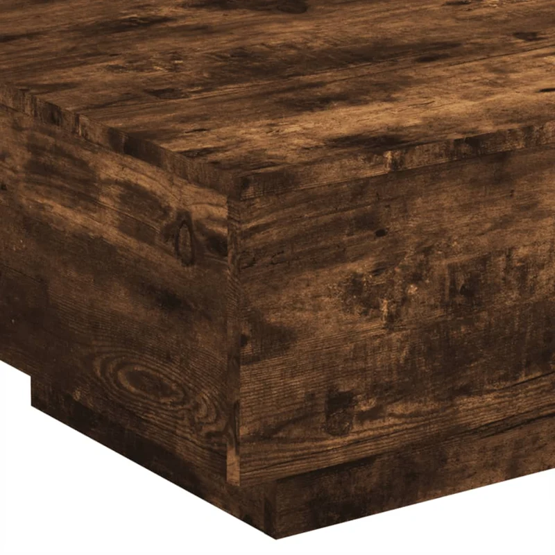 Table basse de salon design moderne avec lumières LED 55 x 55 x 31 cm bois d'ingénierie marron DEC037620