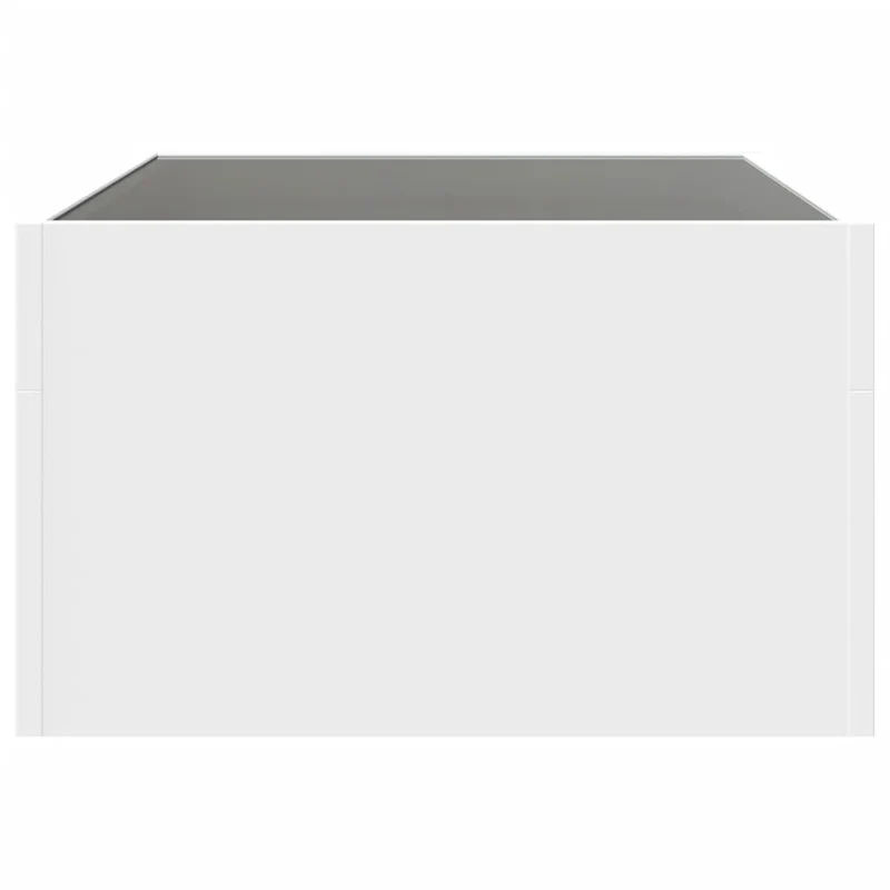 Table basse de salon design moderne avec LED 70 x 50 x 30 cm bois d'ingénierie blanc et verre DEC037440