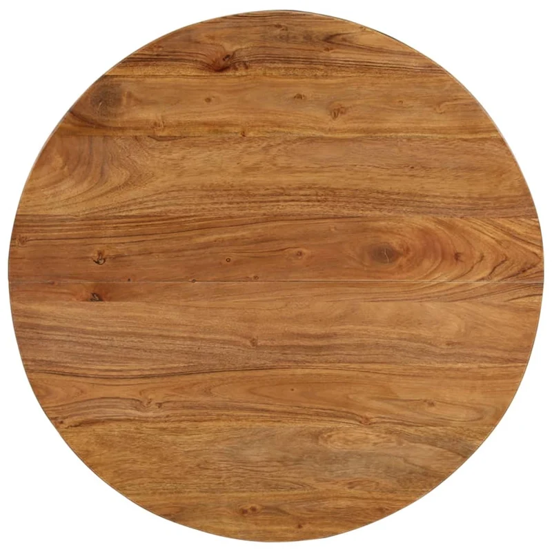 Table basse de salon design industriel 65 x 65 x 32 cm bois d'acacia avec finition marron miel et acier enduit de poudre DEC037112