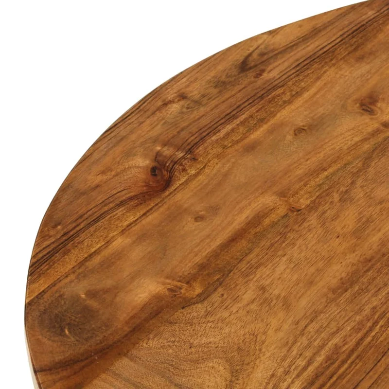 Table basse de salon design industriel 65 x 65 x 32 cm bois d'acacia avec finition marron miel et acier enduit de poudre DEC037112