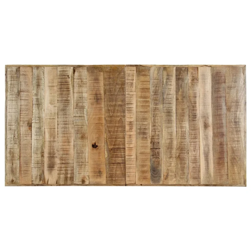 Table de salle à manger design industriel 140 x 70 x 75 cm bois de manguier avec cadre croisé en acier noir DEC036711