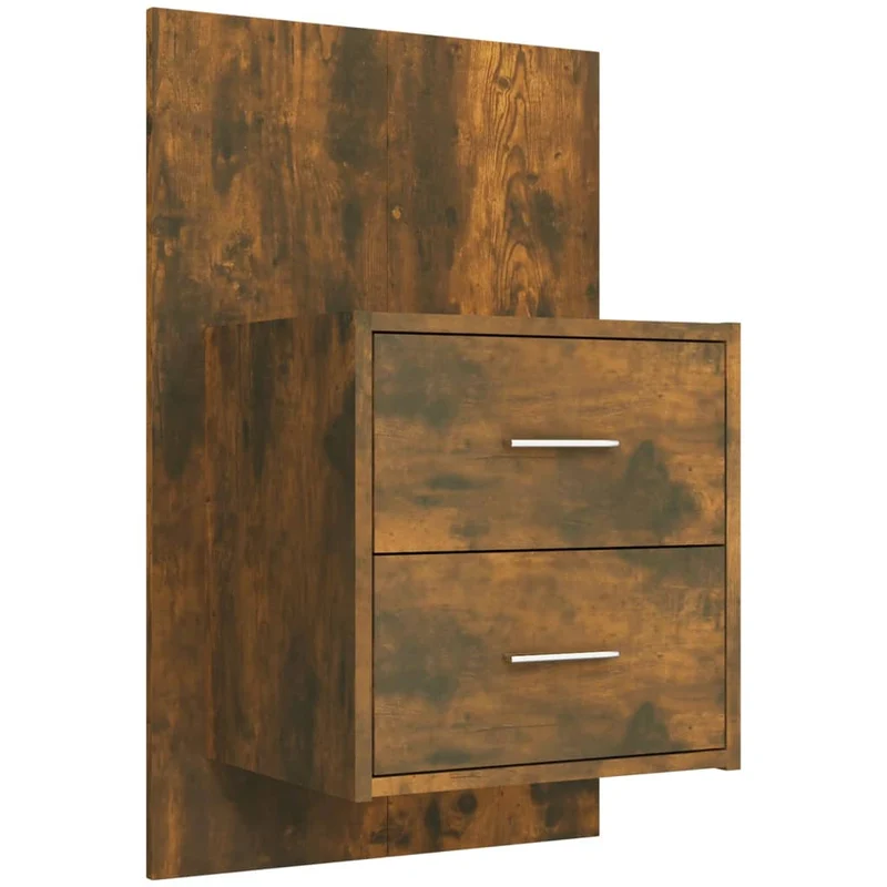 Tête de lit accessoire couchage chambre à coucher meuble avec chevet intégré étagère MDF marron clair TDL0205837