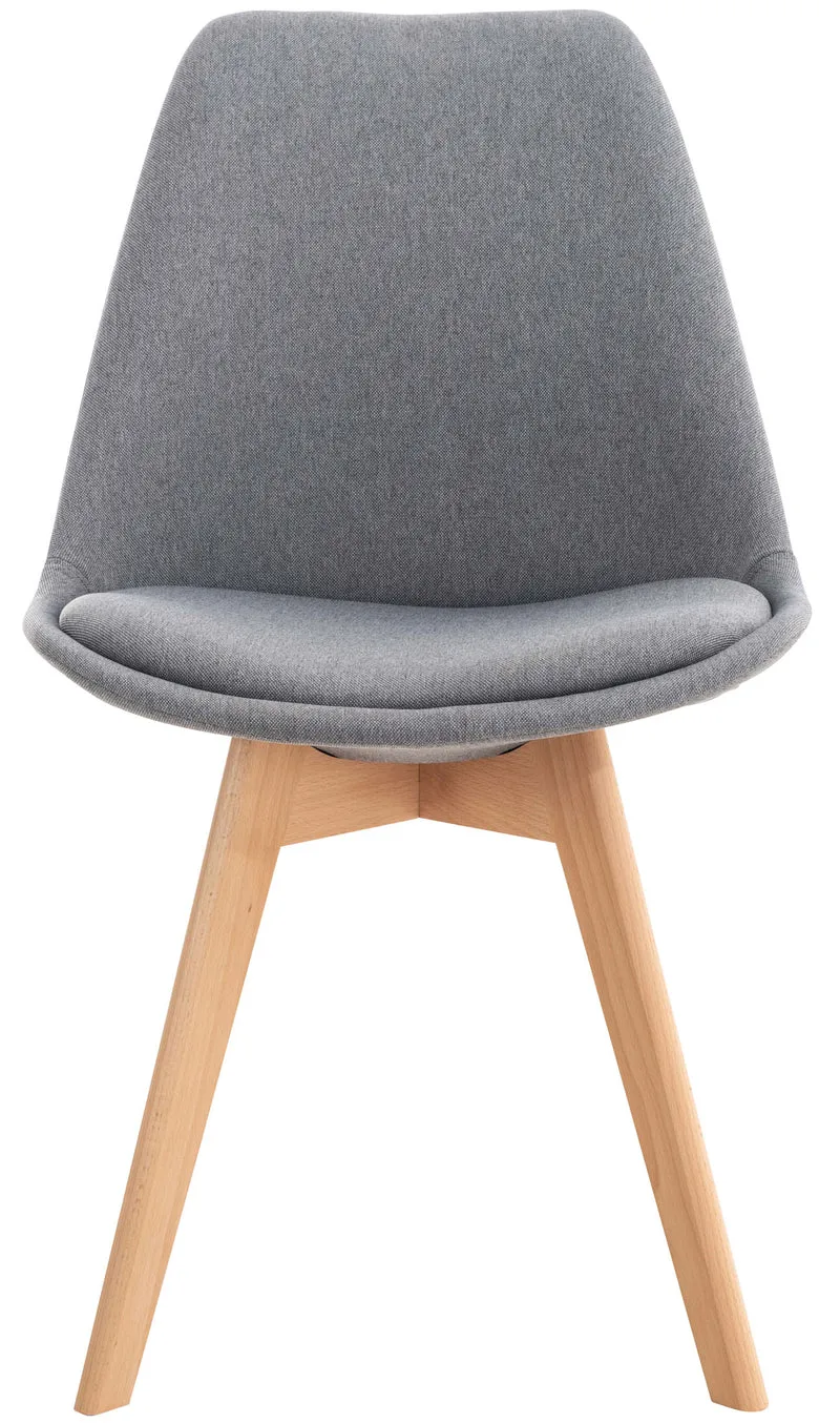 Lot de 4 chaises de salle à manger cuisine ou bureau en tissu gris clair pieds en bois 10_0000367