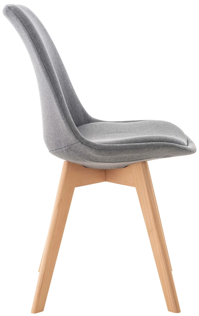 Chaise de salle à manger x1 design scandinave en tissu gris et pieds en bois clair 10_0002290