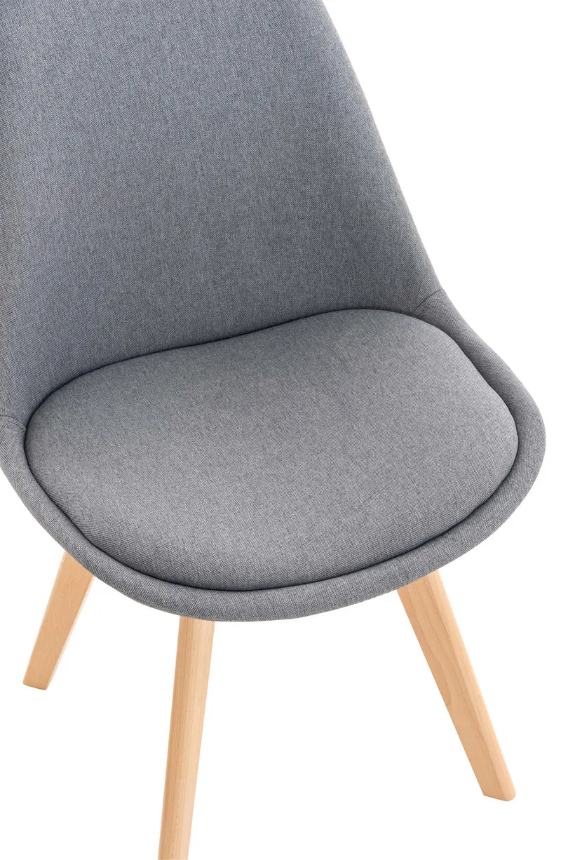 Chaise de salle à manger x1 design scandinave en tissu gris et pieds en bois clair 10_0002290