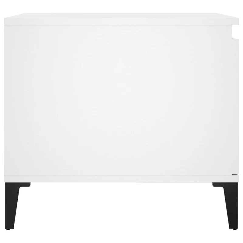 Table basse de salon avec compartiment de rangement design moderne 100 x 50 x 45 cm bois d'ingénierie blanc et métal DEC037795