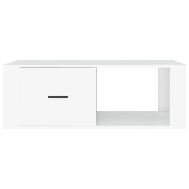 Table basse de salon avec tiroir design moderne 100 x 50,5 x 35 cm bois d'ingénierie blanc DEC037782