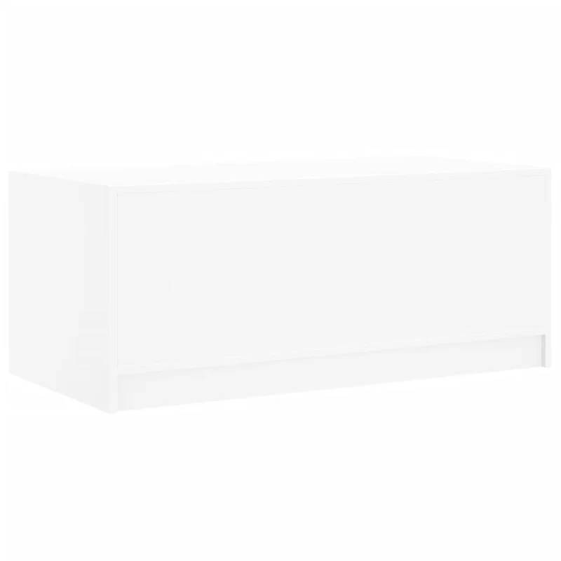 Table basse de salon design moderne avec portes vitrée 102 x 50 x 42 cm bois d'ingénierie blanc et verre DEC037722