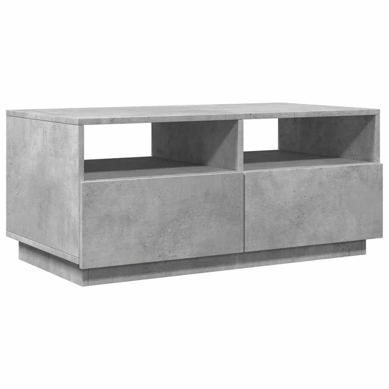Table basse de salon avec tiroir design moderne avec lumières LED 90 x 49 x 40 cm bois d'ingénierie gris DEC037665