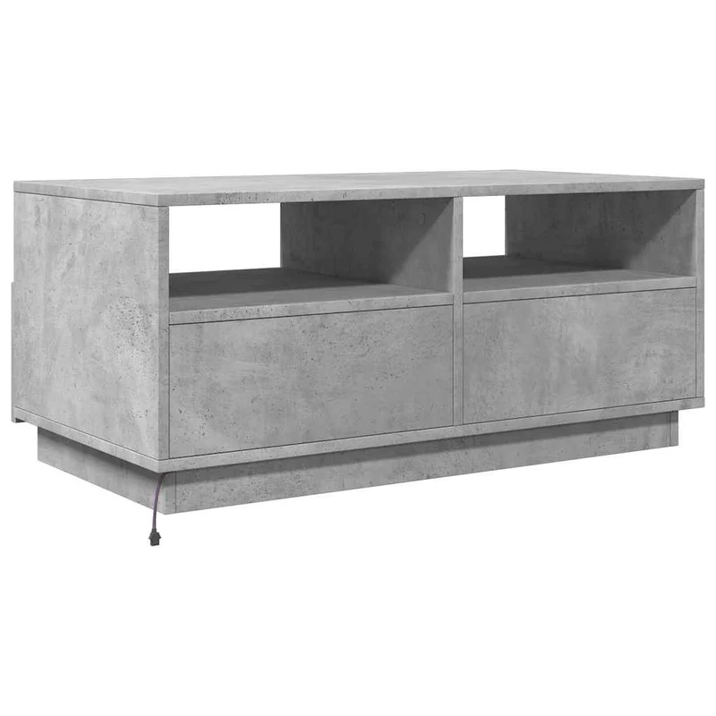Table basse de salon avec tiroir design moderne avec lumières LED 90 x 49 x 40 cm bois d'ingénierie gris DEC037665