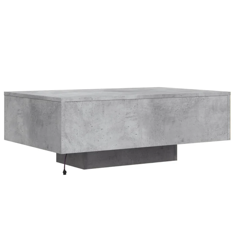 Table basse de salon design moderne avec lumières LED 85 x 55 x 31 cm bois d'ingénierie gris DEC037664