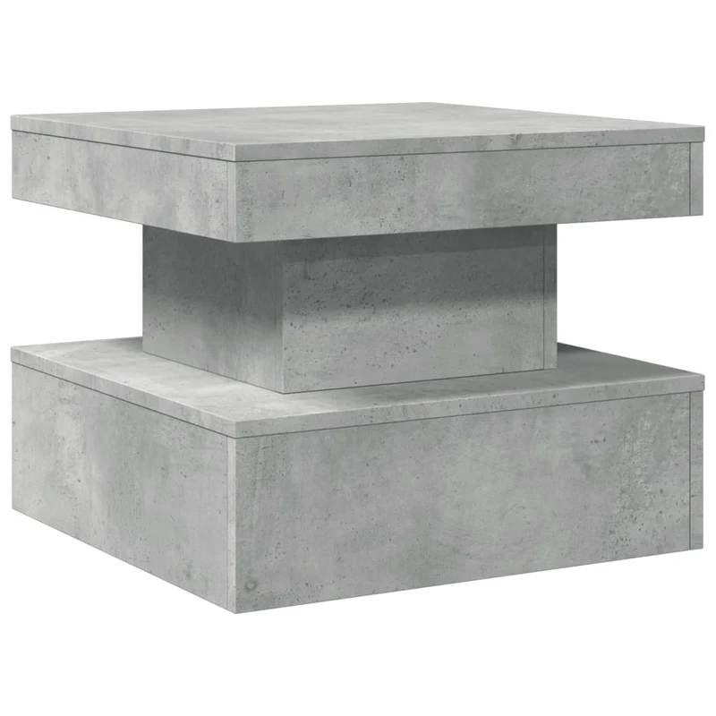 Table basse de salon design moderne avec lumières LED 50 x 50 x 40 cm bois d'ingénierie gris DEC037659