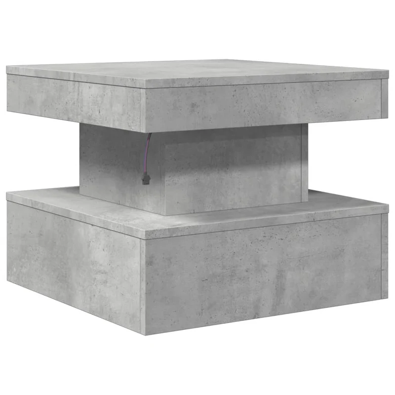 Table basse de salon design moderne avec lumières LED 50 x 50 x 40 cm bois d'ingénierie gris DEC037659