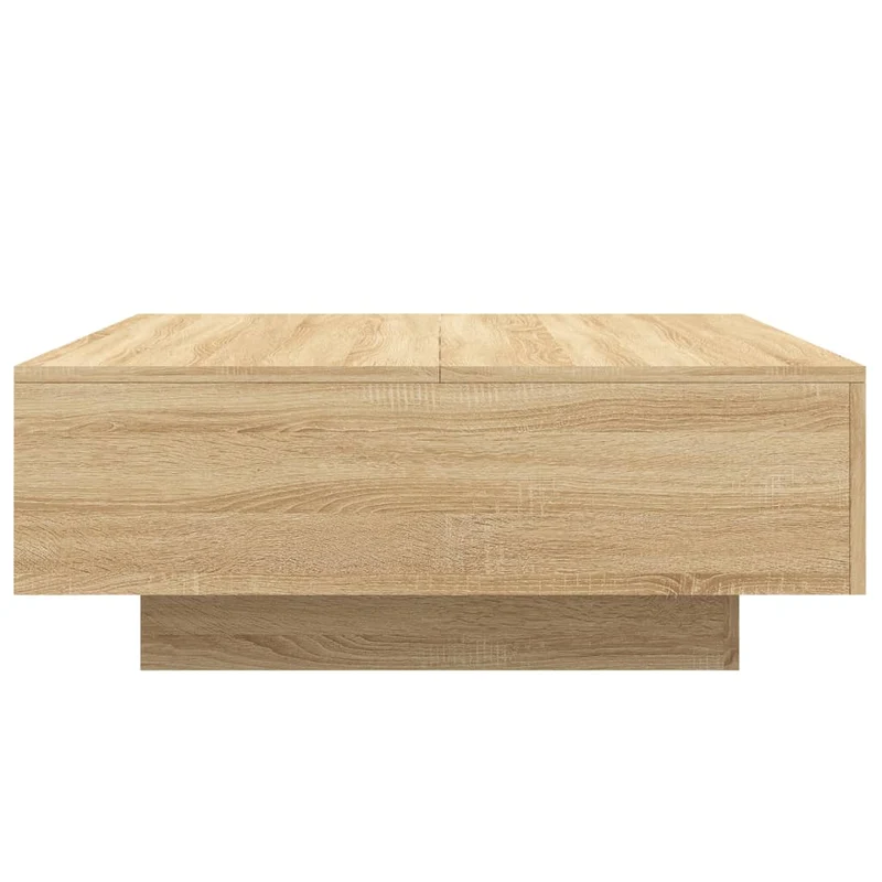 Table basse de salon design moderne avec lumières LED 80 x 80 x 31 cm bois d'ingénierie couleur chêne DEC037649