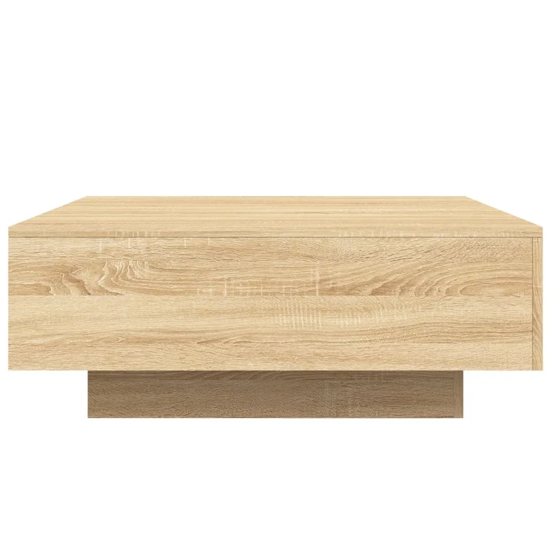 Table basse de salon design moderne avec lumières LED 80 x 80 x 31 cm bois d'ingénierie couleur chêne DEC037649