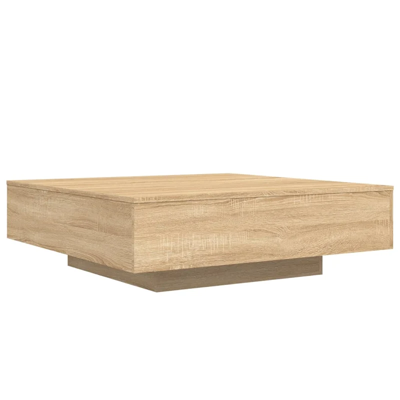 Table basse de salon design moderne avec lumières LED 100 x 100 x 31 cm bois d'ingénierie couleur chêne DEC037643