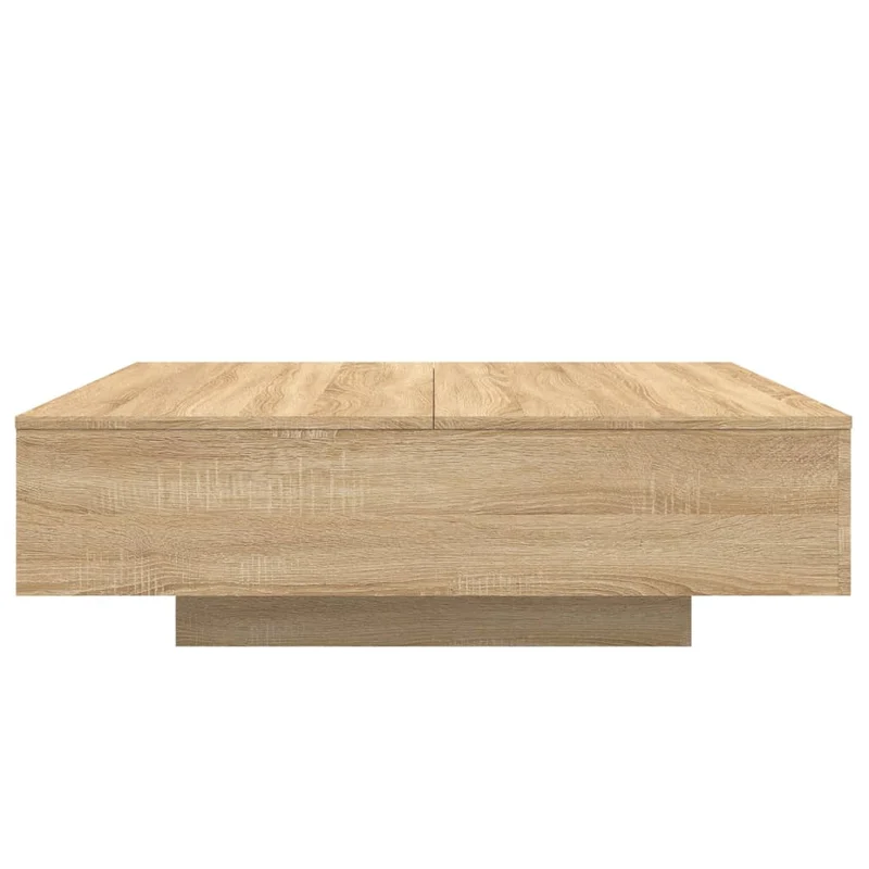 Table basse de salon design moderne avec lumières LED 100 x 100 x 31 cm bois d'ingénierie couleur chêne DEC037643
