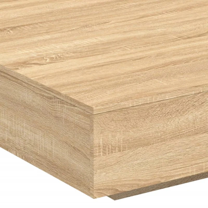 Table basse de salon design moderne avec lumières LED 100 x 100 x 31 cm bois d'ingénierie couleur chêne DEC037643
