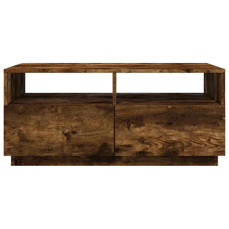 Table basse de salon avec tiroir design moderne avec lumières LED 90 x 49 x 40 cm bois d'ingénierie marron DEC037623