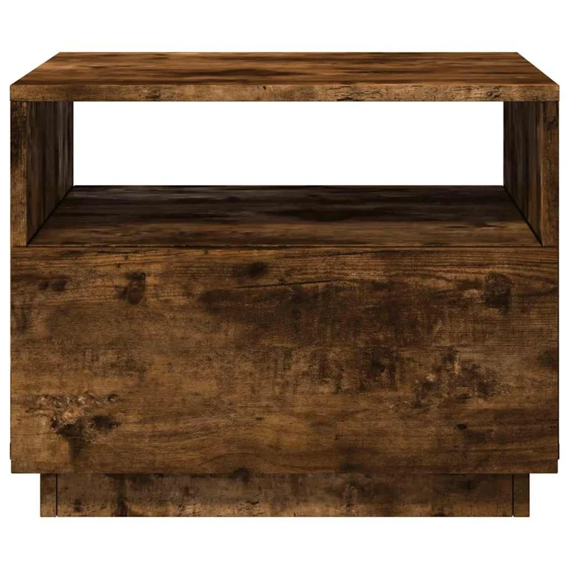 Table basse de salon avec tiroir design moderne avec lumières LED 50 x 49 x 40 cm bois d'ingénierie marron DEC037616