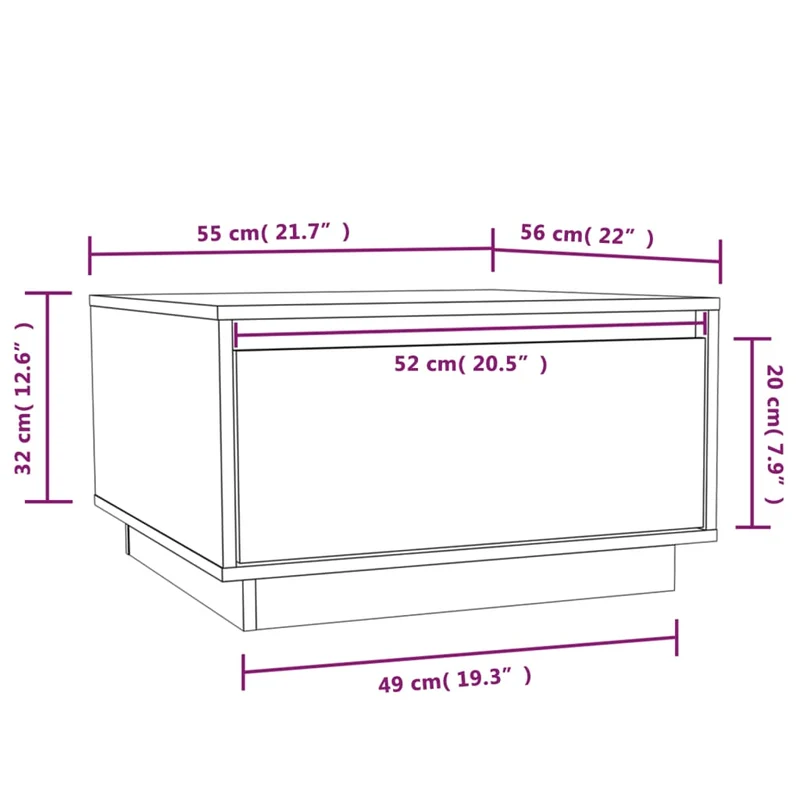 Table basse de salon avec tiroir design simple 55 x 56 x 32 cm bois massif de pin DEC037093