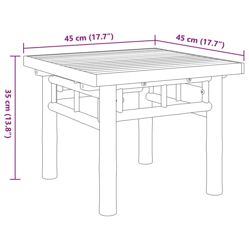Table basse de salon design exotique 45 x 45 x 35 cm bambou avec une finition naturelle DEC037062