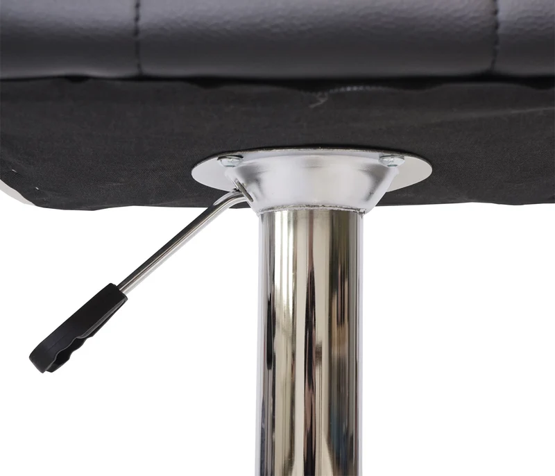 Lot de 2 tabourets de bar chaises de comptoir réglable en hauteur en PVC noir et blanc piètement chromé 04_0000150