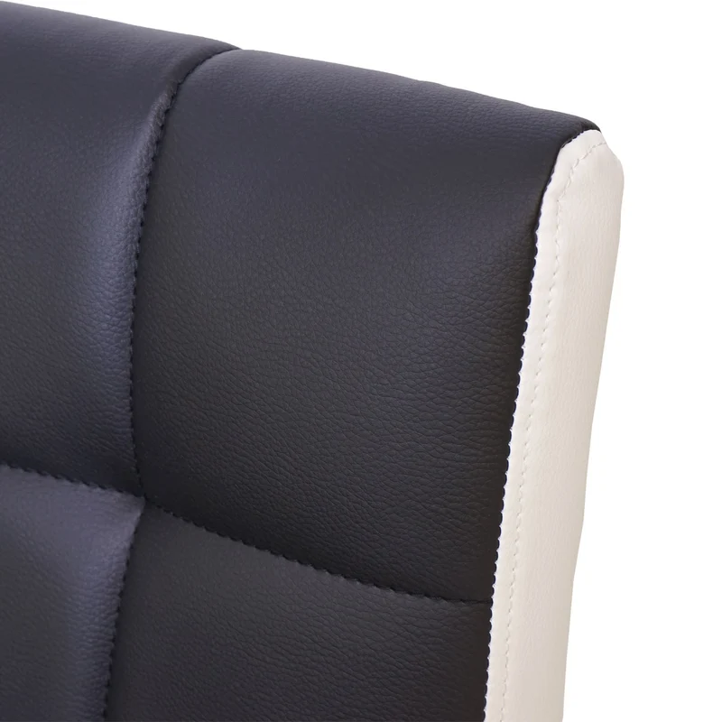 Lot de 2 tabourets de bar chaises de comptoir réglable en hauteur en PVC noir et blanc piètement chromé 04_0000150