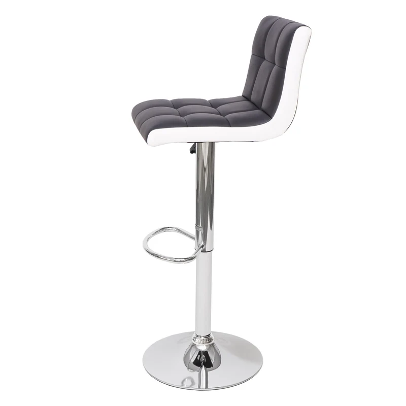 Lot de 2 tabourets de bar chaises de comptoir réglable en hauteur en PVC noir et blanc piètement chromé 04_0000150