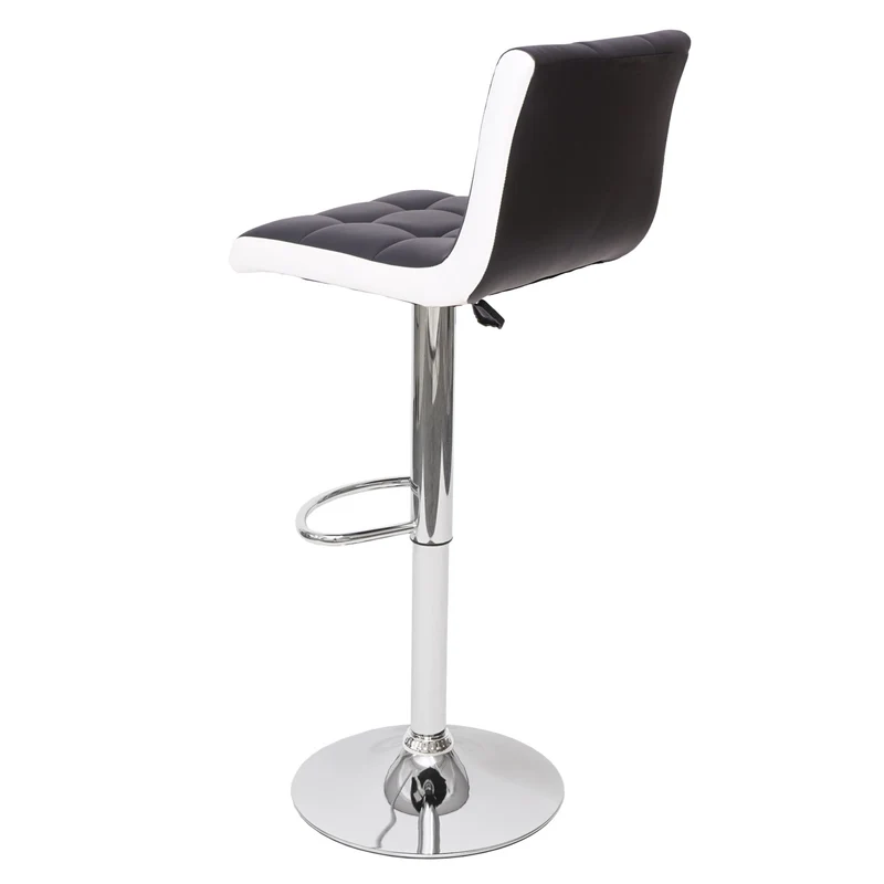 Lot de 2 tabourets de bar chaises de comptoir réglable en hauteur en PVC noir et blanc piètement chromé 04_0000150