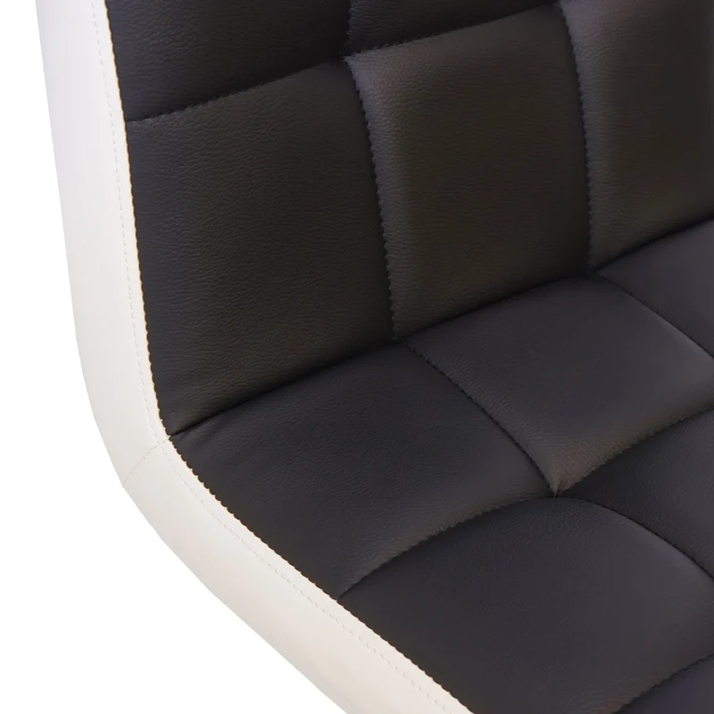 Lot de 2 tabourets de bar chaises de comptoir réglable en hauteur en PVC noir et blanc piètement chromé 04_0000150