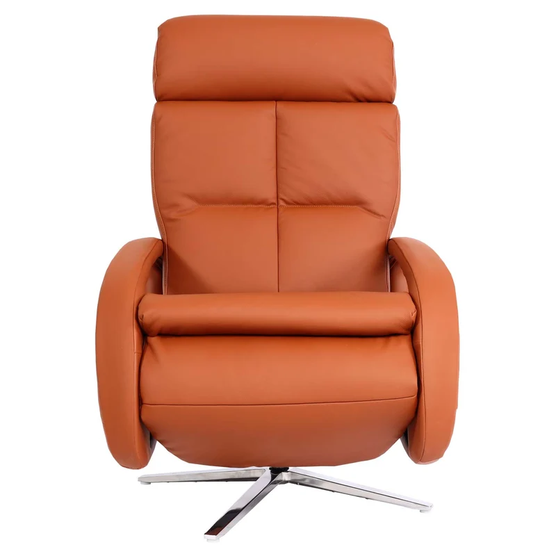 Fauteuil de relaxation fauteuil tv avec accoudoirs fonction inclinable rotatif en cuir marron terre cuite 04_0006832