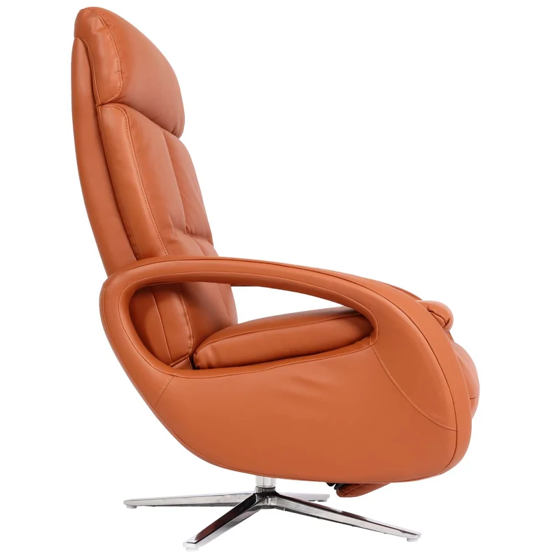 Fauteuil de relaxation fauteuil tv avec accoudoirs fonction inclinable rotatif en cuir marron terre cuite 04_0006832